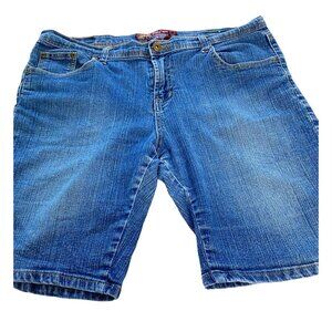 OUT Womens Blue 5 Pocket Stretch Jean Shorts with Side Slits Size 16 Beach Y2K